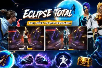 Todo sobre el evento Eclipse Total en Free Fire: Skins, Puños y Objetos Legendarios.